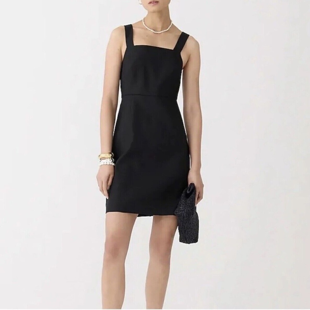 J. Crew - NWT A-line mini dress in stretch linen - black